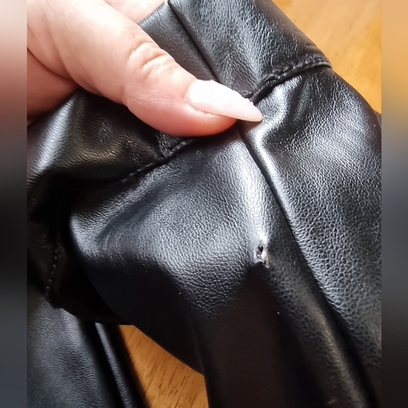 Halston Vegan Leather Slip-On High Waisted Black Pants With Side Zippers - Picture 10 of 10